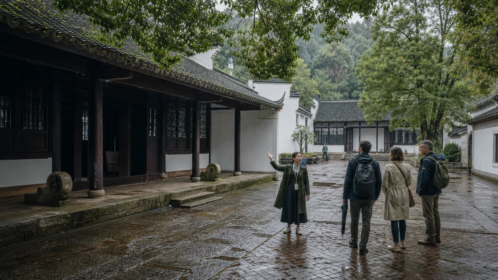 International travelers exploring Yuelu Academy in Changsha with a local guide