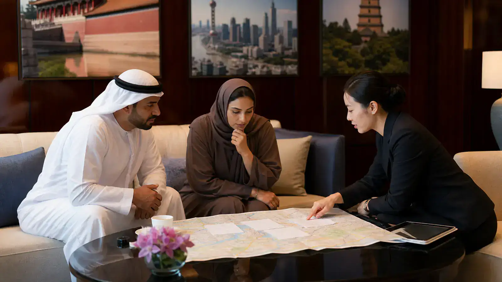 Gulf couple choosing between China routes with a private planner