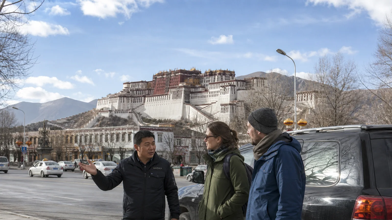 International travelers arriving in Lhasa with a licensed local guide and private vehicle